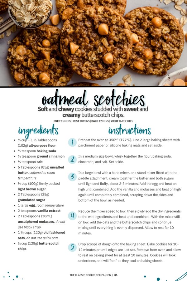 The oatmeal scotchies recipes page in The Classic Cookie Companion.